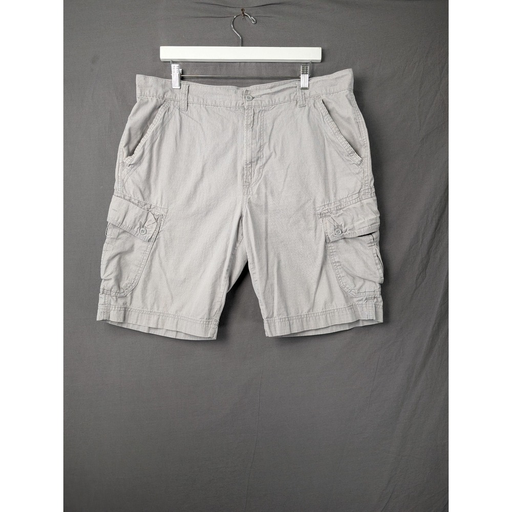 Wrangler Mens Ripstop Cargo Shorts Gray Size 36 Utility Hiking Casual 5316